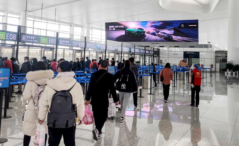 栎社国际机场T2国内出发安检通道LED