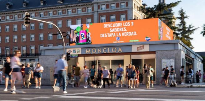 Brand new large screen outside Moncloa Station in Madrid, Spain