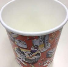 Paper cup advertisement inside Hong Kong Airlines aircraft cabin
