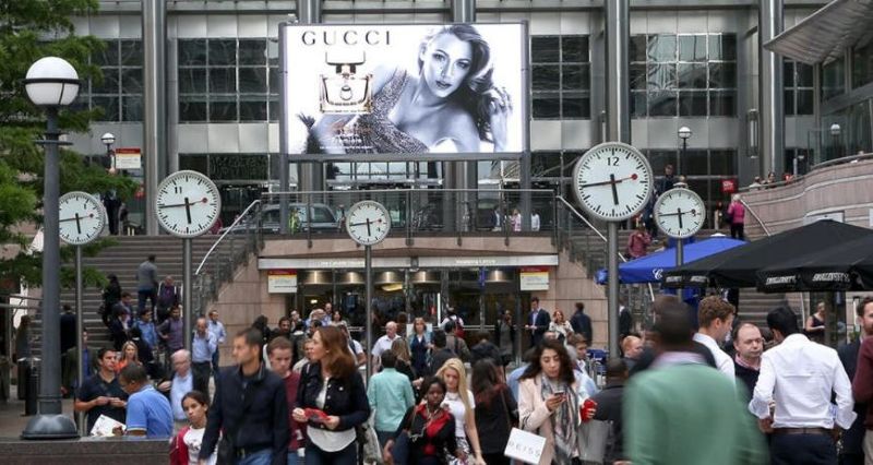 伦敦金丝雀码头(Canary Wharf)大屏