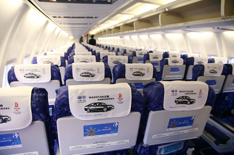 华夏航空飞机客舱座椅桌板广告