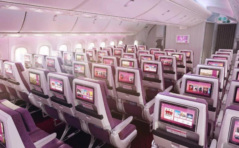 Juneyao Airlines aircraft cabin TV commercial