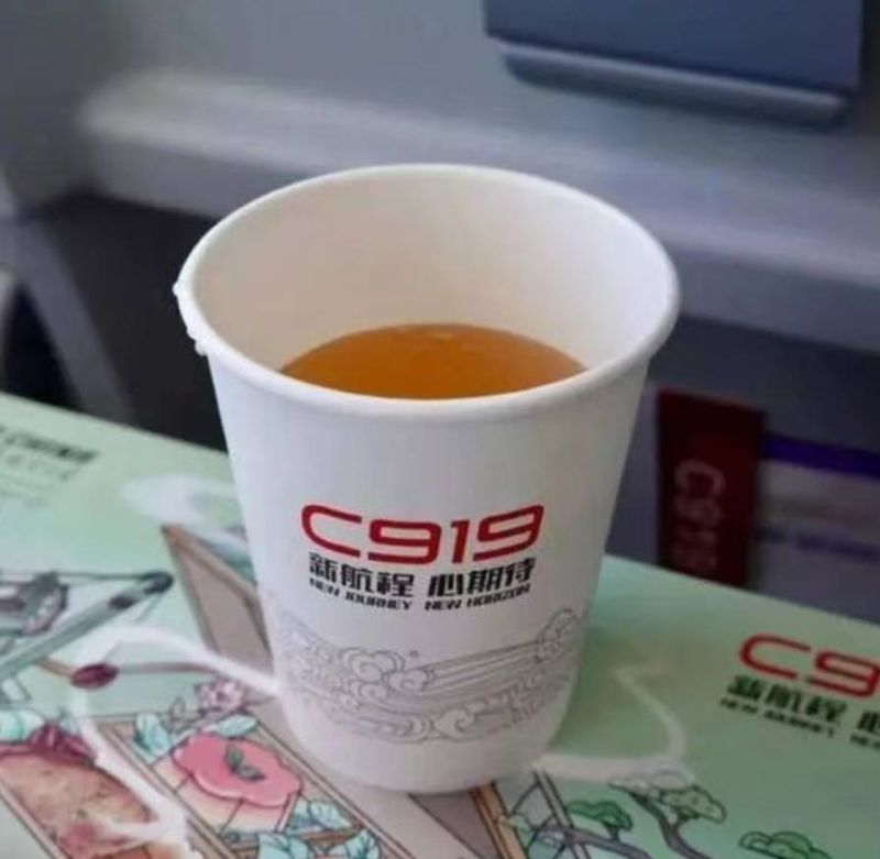 春秋航空飞机客舱内纸杯广告