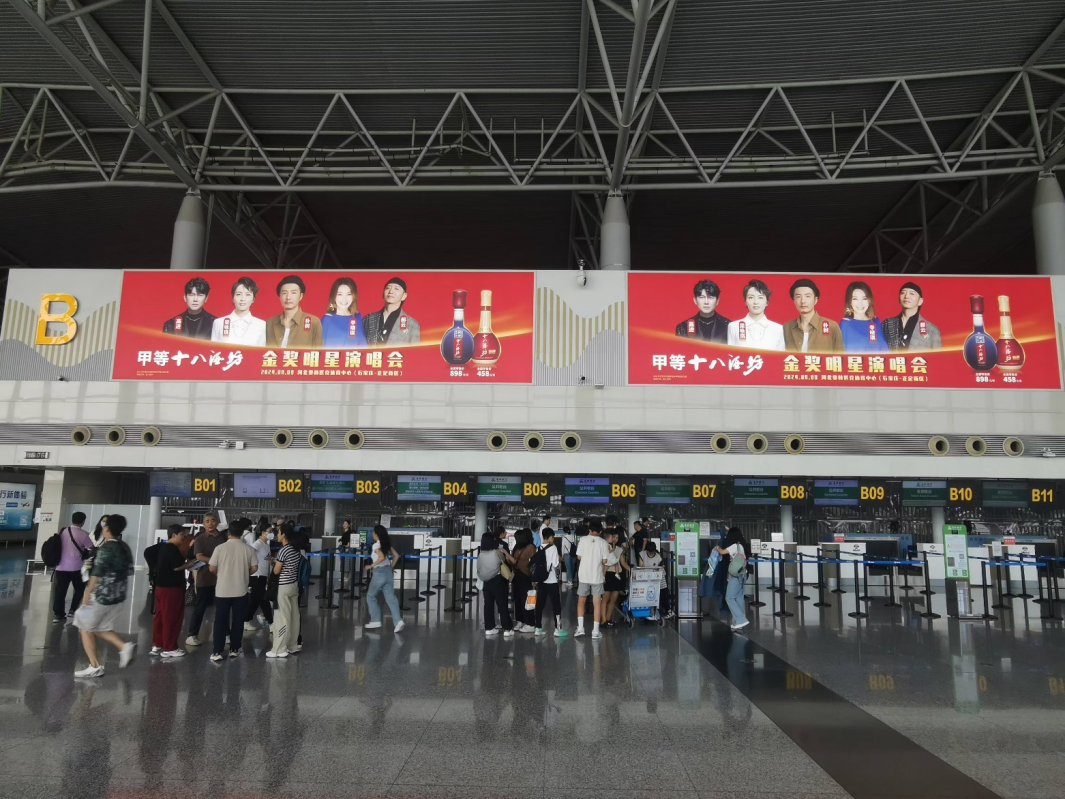 石家庄机场T2值机岛上方附着式灯箱
