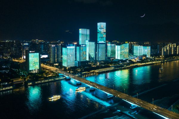 福州闽江之光海峡金融街商务区灯光秀